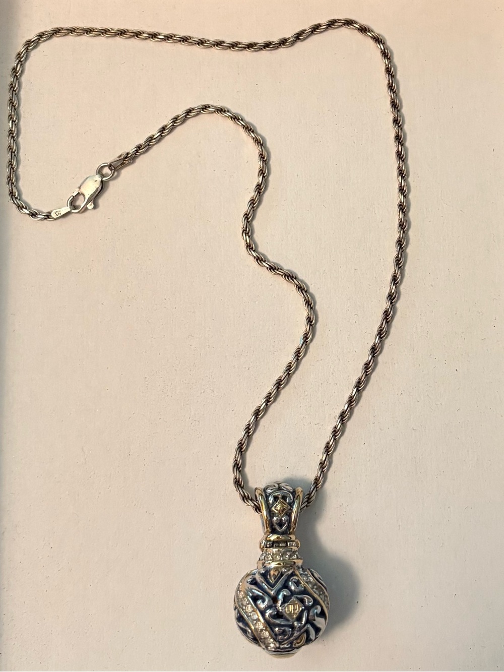 John Medeiros Two-Tone Ornate Sphere Pendant Necklace